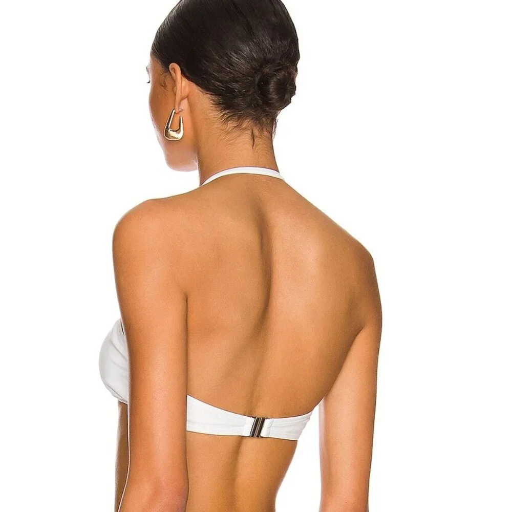 NEW superdown Ana Bikini Top in White Bandeau Halter Large L swim beach